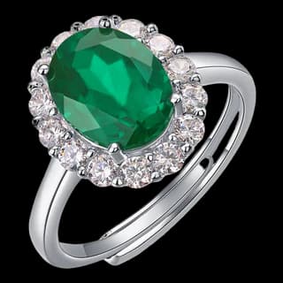 S925 Sterling Silver Lab-Grown Emerald Ring
